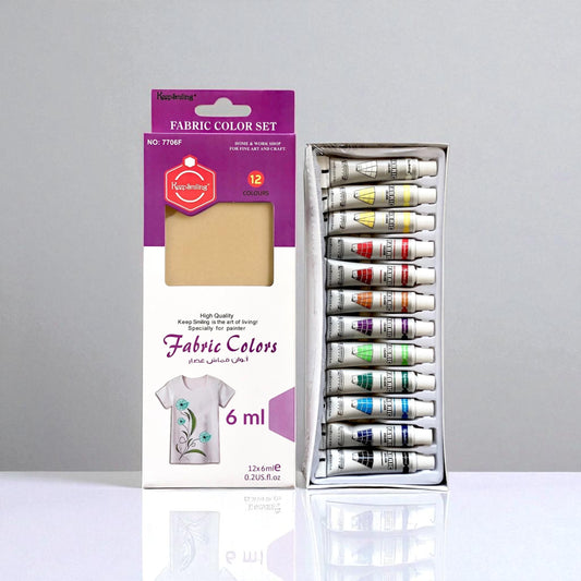 Fabric color set with packaging on a gray background
