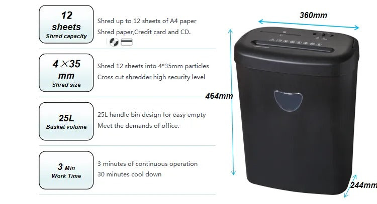 Office Base CD228P Cross Cut Paper Shredder
